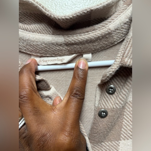 Soft Surroundings Mad about Plaid Flannel Tunic Popover Shirt Top Size XL Tan - Picture 2 of 6